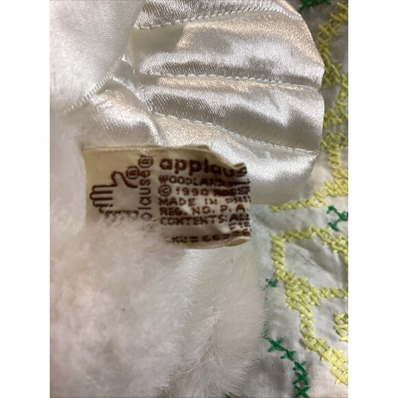 1990 Robert Raikes White Plush Wood Face Cupid Angel Teddy Bear Applause Inc - Picture 8 of 10